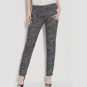 THEORY Frayne Tweed Textured Slim Fit Black White & Gray Ankle Trousers Pants 6
